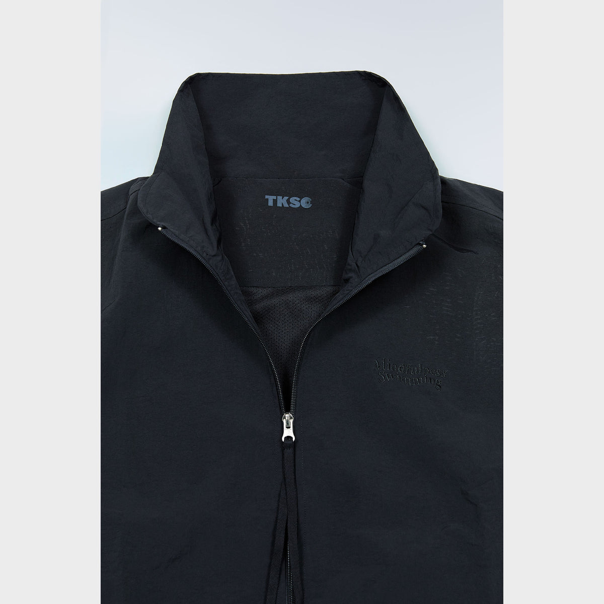 NYLON TRACK BLOUSON “MINDFULNESS SWIMMING” ー BLK