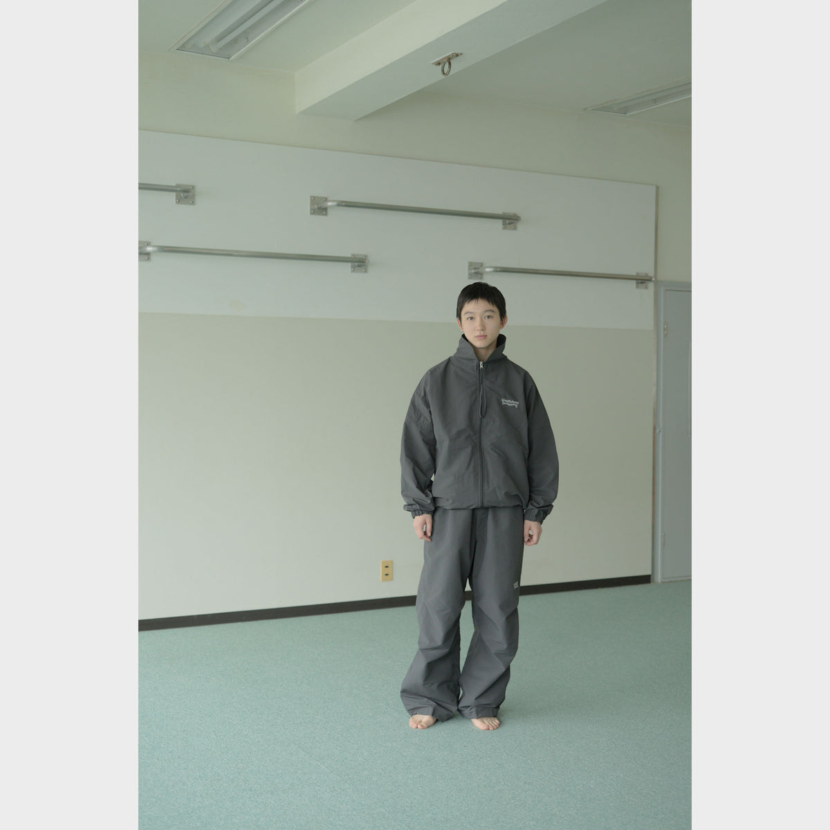 NYLON TRACK BLOUSON “MINDFULNESS SWIMMING” ー GRY