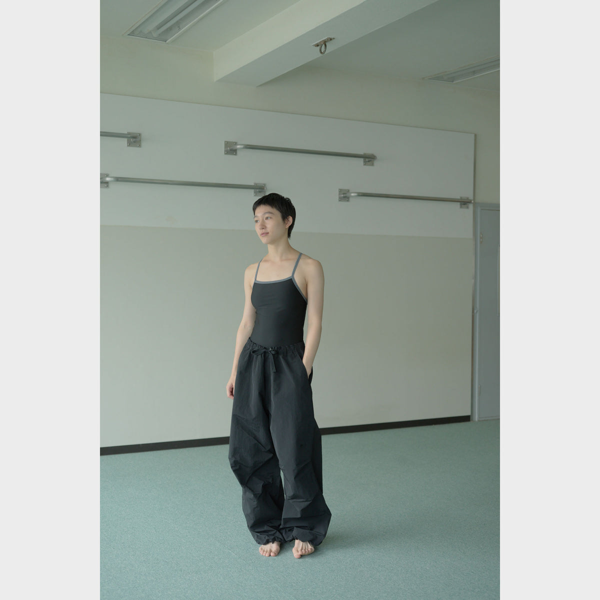 NYLON TRACK TROUSERS “SUN” ー BLK
